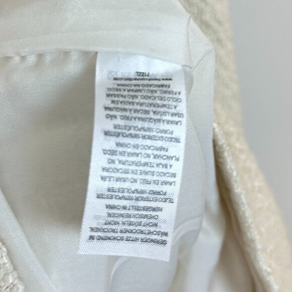 FRENCH CONNECTION Velvet Bow Short Sleeve Bouclé Minidress in Cream/ Black - Picture 9 of 11